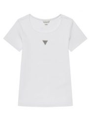 Guess T-Shirt J5YP03 KB1O1 Biały Regular Fit. Białe t-shirty i topy dla dziewczynek Guess, z aplikacjami, z bawełny, bez ramiączek. Za 99.99 zł.