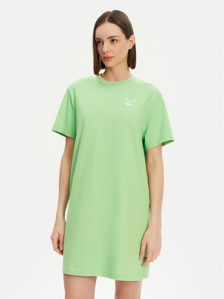 Lacoste Sukienka codzienna EF9573 Zielony Regular Fit. Zielone sukienki damskie Lacoste, na co dzień, bez wzorów, z bawełny, bez kołnierzyka, bez ramiączek, proste. Za 399.99 zł.