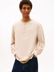 Tommy Jeans Męska koszula z długim rękawem Mężczyźni Bawełna beżowy wypukły wzór tkaniny, S. Brązowe koszule męskie Tommy Jeans, m, bez wzorów, z bawełny, klasyczne, bez kołnierzyka, bez ramiączek. Za 289.95 zł.