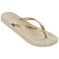 Japonki plażowe damskie Ipanema Anatomic Tan FEM. Brązowe klapki damskie Ipanema, bez wzorów, z materiału, sportowe, bez obcasa. Za 106.00 zł.