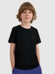 4F T-shirt regular gładki chłopięcy - czarny 152 (11-12 lat). Czarne t-shirty dla chłopców 4f, bez wzorów, z bawełny, bez ramiączek. Za 29.99 zł.