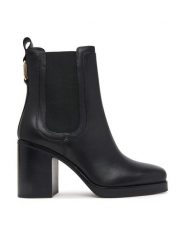 Tommy Hilfiger Botki Ltr Square Toe Heel Chelsea Boot FW0FW09555 Czarny. Czarne botki damskie Tommy Hilfiger, ze skóry, bez obcasa, na słupku, bez zapięcia. Za 849.99 zł.