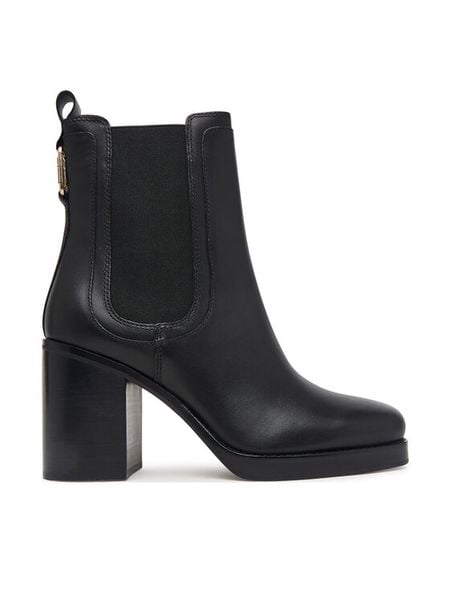 Tommy Hilfiger Botki Ltr Square Toe Heel Chelsea Boot FW0FW09555 Czarny. Czarne botki damskie Tommy Hilfiger, bez obcasa, na słupku, bez zapięcia. Za 849.99 zł.