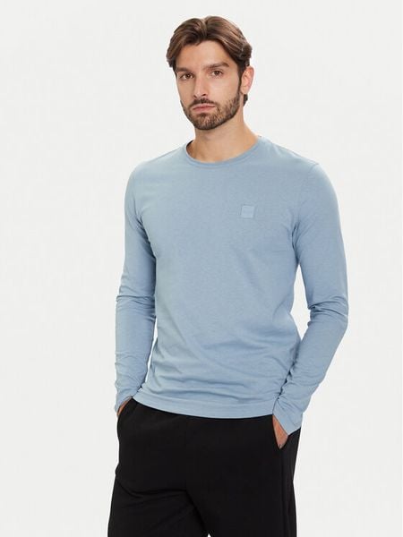 BOSS Longsleeve Tacks 50512111 Błękitny Regular Fit. Niebieskie bluzki z długim rękawem męskie Boss, m, bez wzorów, z bawełny, bez kołnierzyka. Za 219.99 zł.