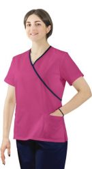 Visent Bluza medyczna kosmetyczna damska lekarska amarant / granatowa lamówka 42. Bluzy damskie Visent, bez wzorów, bez kaptura. Za 64.99 zł.