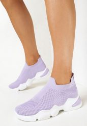 Fioletowe Buty Sportowe z Elastyczną Cholewką na Grubej Podeszwie Ilhena. Fioletowe obuwie sportowe damskie Born2be, bez wzorów, na fitness i siłownię. Za 64.99 zł.
