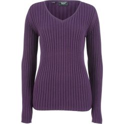 Sweter bawełniany w prążek bonprix ciemny lila. Fioletowe swetry damskie bonprix. Za 54.99 zł.