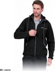 Reis POLAR-HOOD - bluza polarowa miła w dotyku kaptur ściągany sznureczkiem zapinana na suwak 100% poliester, 290 g/m2 - czarny 12XL. Czarne bluzy męskie Reis, m, bez wzorów, z polaru, bez kaptura. Za 94.09 zł.