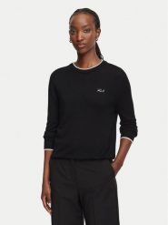 KARL LAGERFELD Sweter B3W18037 Czarny Regular Fit. Czarne swetry damskie KARL LAGERFELD, xl, bez wzorów, z wełny, bez kołnierzyka, bez ramiączek, bez kaptura. Za 729.99 zł.
