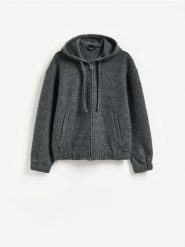 Rozpinana bluza z kapturem - ciemnoszary. Szare bluzy męskie Reserved, l, bez wzorów, z dzianiny, z kapturem. Za 199.99 zł.