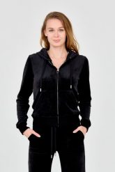 JUICY COUTURE Czarna bluza Robertson Hoodie. Czarne bluzy damskie Juicy Couture, s, bez wzorów, z kapturem. W wyprzedaży za 239.99 zł.