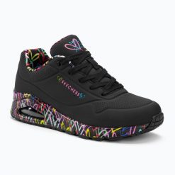 Buty damskie SKECHERS Uno Loving Love. Czarne obuwie sportowe damskie Skechers, bez wzorów, z materiału, trekkingowe, Skechers Sport. Za 319.00 zł.