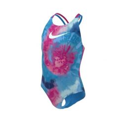 Dziecięce strój kąpielowy SWIMSUIT GIRLS TIE DYE SPIDERBACK PHOTO BLUE. Niebieskie stroje kąpielowe dla dziewczynek Nike, bez wzorów, z elastanu. Za 162.00 zł.
