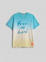 4F T-shirt regular z nadrukiem męski - multikolor XXL. T-shirty męskie 4f, m, bez wzorów, z jeansu, klasyczne, bez kołnierzyka. Za 89.99 zł.