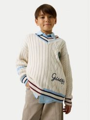Guess Sweter L6YR14 Z0892 Kremowy Regular Fit. Białe swetry dla chłopców Guess, z aplikacjami, z bawełny, bez kołnierzyka, bez kaptura. Za 264.99 zł.