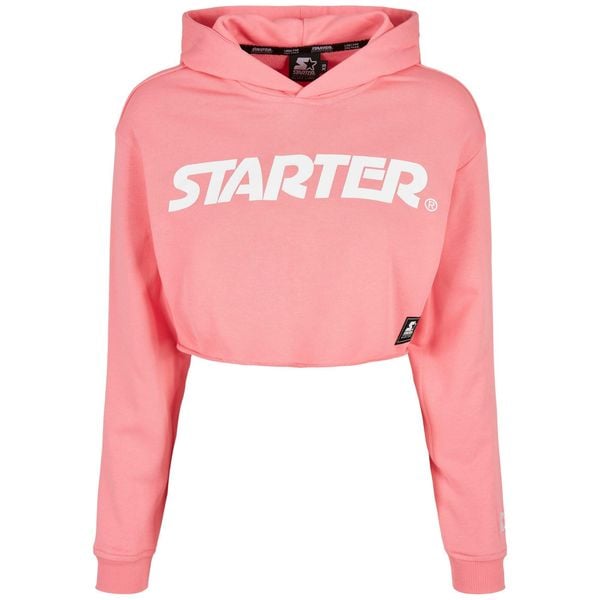Damska krótka bluza z kapturem Urban Classics Starter. Czerwone bluzy damskie Starter, xs, bez wzorów, z bawełny, z kapturem. Za 237.45 zł.
