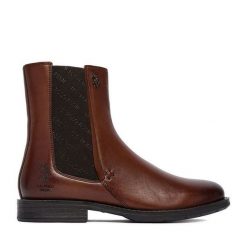 Botki U.S. Polo Assn. Brązowe botki damskie U.S. Polo Assn., bez obcasa, na płaskiej podeszwie, bez zapięcia. Za 299.99 zł.