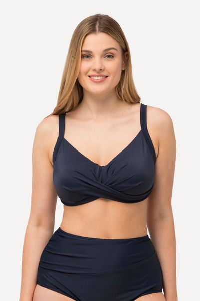 Damska Góra bikini drapowanie miękkie miseczki regulowane ramiączka. Niebieskie bikini damskie Ulla Popken, plus size, bez wzorów, plus size. Za 111.99 zł.