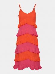 YAS Sukienka letnia Clara 26032842 Pomarańczowy Regular Fit. Brązowe sukienki damskie YAS, na lato, xs, bez wzorów, z syntetyku, bez kołnierzyka, bez ramiączek. Za 239.99 zł.