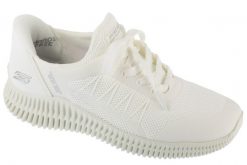 Buty sportowe Sneakersy damskie, Slip-Ins: Bobs Geo Lite - Divine Pace. Białe obuwie sportowe damskie Skechers, bez wzorów, z materiału, trekkingowe. Za 289.99 zł.