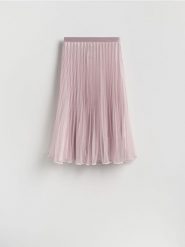 Spódnica midi - pastelowy róż. Czerwone spódnice damskie Reserved, l, bez wzorów, z tiulu, midi, rozkloszowane. Za 119.99 zł.