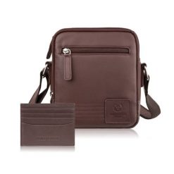 Saszetka męska na ramię AY-27 i etui na karty AY-16 zestaw upominkowy Paolo Peruzzi ZUP-155-BR. Brązowe saszetki męskie ze skóry, biznesowe, małe. Za 189.00 zł.