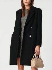 Płaszcz z paskiem - czarny. Czarne płaszcze damskie Sinsay, l, bez wzorów, eleganckie, bez kaptura. Za 129.99 zł.