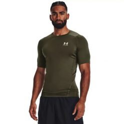 Under Armour UA HG ARMOUR COMP SS Koszulka treningowa męska. Szare koszulki sportowe męskie Under Armour, m, bez wzorów, z materiału, bez kołnierzyka, bez ramiączek, na fitness i siłownię. Za 109.99 zł.