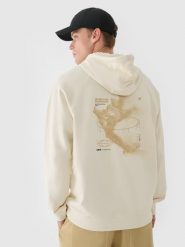 4F Bluza dresowa nierozpinana z kapturem męska - beżowa XXL. Brązowe bluzy sportowe męskie 4f, m, bez wzorów, z bawełny, z kapturem. W wyprzedaży za 59.99 zł.