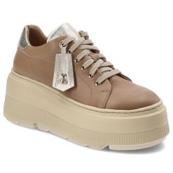 Brązowe Sneakersy Libero Modne Obuwie Damskie. Brązowe obuwie sportowe damskie Libero, bez wzorów, z jeansu, eleganckie, bez obcasa, bez zapięcia. Za 449.00 zł.