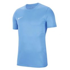 Koszulka treningowa męska Nike Park Vii. Niebieskie koszulki sportowe męskie Nike, l, bez wzorów, z materiału, bez kołnierzyka, bez ramiączek, na fitness i siłownię, dri-fit (nike). Za 89.99 zł.