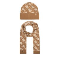 Zestaw szalik i czapka Guess. Brązowe czapki i kapelusze damskie Guess, z aplikacjami. Za 294.99 zł.
