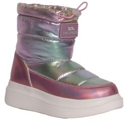 Buty Śniegowce Dla Dziewcząt Sasi. Czerwone buty zimowe dziewczęce Trespass, z materiału, z okrągłym noskiem, bez zapięcia. Za 193.99 zł.