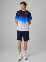 4F Spodenki treningowe szybkoschnące męskie 4F x Robert Lewandowski - granatowe L. Niebieskie krótkie spodenki sportowe męskie 4f, l, bez wzorów, z materiału, na fitness i siłownię. Za 149.99 zł.