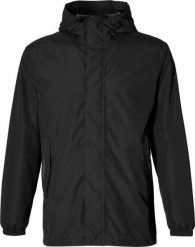 Rowerowa kurtka przeciwdeszczowa Hoga unisex, kruczoczarna. Czarne kurtki damskie BASIL, s, bez wzorów, z materiału, bez kaptura. Za 419.90 zł.