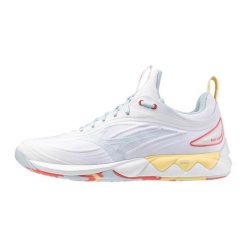 Damskie buty halowe Mizuno Wave Luminous. Białe obuwie sportowe damskie Mizuno, bez wzorów, z materiału, na fitness i siłownię, mizuno wave. Za 569.90 zł.