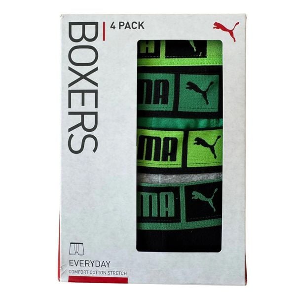 Bokserki męskie Puma BASIC PLACED LOGO ELASTIC 4-PACK 93866803. Bokserki męskie Puma, m, bez wzorów, z bawełny. Za 202.43 zł.