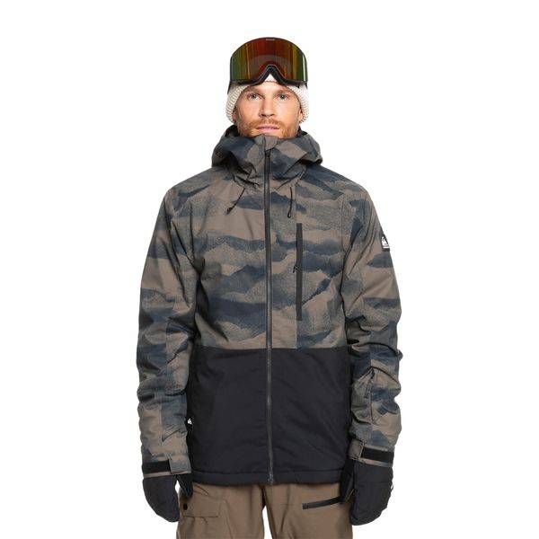 Kurtka snowboardowa męska Quiksilver Mission Printed Block. Brązowe kurtki męskie Quiksilver, l, bez wzorów, bez kaptura, snowboardowy. Za 719.99 zł.
