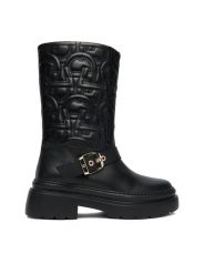 Aigner Botki 1252010 Czarny. Czarne botki damskie Aigner, ze skóry, bez obcasa, na płaskiej podeszwie, bez zapięcia. Za 2,339.00 zł.