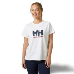 Koszulka damska Helly Hansen Logo 3.0. Białe t-shirty damskie Helly Hansen, bez wzorów, bez kołnierzyka. Za 149.05 zł.