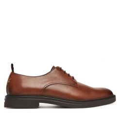 Półbuty BOSS. Brązowe eleganckie półbuty Boss, wizytowe, bez zapięcia. Za 809.99 zł.