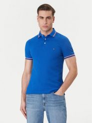 Tommy Hilfiger Polo Seasonal MW0MW39993 Niebieski Slim Fit. Niebieskie koszulki polo męskie Tommy Hilfiger, l, bez wzorów, z bawełny, bez ramiączek. Za 369.99 zł.