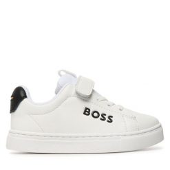 Sneakersy BOSS. Białe trampki i tenisówki chłopięce Boss, bez wzorów, bez zapięcia. Za 559.99 zł.