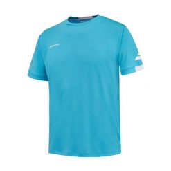 Koszulka męska Babolat Play Crew Neck cyan. Niebieskie koszulki sportowe męskie BABOLAT, m, bez wzorów, bez kołnierzyka, bez ramiączek. Za 119.99 zł.