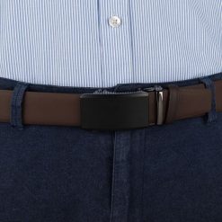 Pasek męski skórzany 3,5 cm klamra automatyczna Beltimore brązowy 54-593 : Kolory - brązowy, beżowy, Rozmiar pasków - r.110-125 cm. Brązowe paski damskie bez wzorów, ze skóry, wizytowe. Za 64.99 zł.