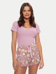 Hunkemöller Koszulka piżamowa Henley 206488 Różowy Regular Fit. Czerwone piżamy damskie Hunkemöller, m, bez wzorów, z wiskozy, bez ramiączek. Za 69.99 zł.