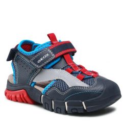 Sandały Geox. Niebieskie sandały chłopięce Geox, bez zapięcia. Za 399.99 zł.