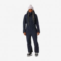 Kombinezon narciarski i snowboardowy damski Quechua 500. Niebieskie spodnie snowboardowe damskie WED'ZE, na zimę, l, bez wzorów, z materiału, narciarskie. Za 499.99 zł.