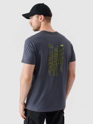 4F T-shirt regular z nadrukiem męski - szary M. Szare koszulki sportowe męskie 4f, m, bez wzorów, z bawełny, klasyczne, bez kołnierzyka. W wyprzedaży za 39.99 zł.