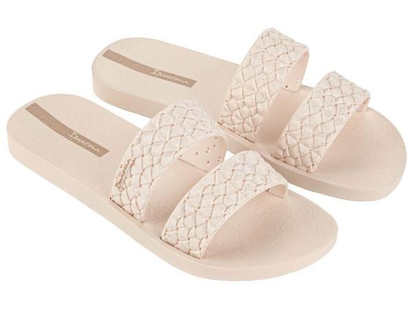 Klapki damskie Ipanema Renda Ii. Brązowe klapki damskie Ipanema, bez wzorów, z materiału, bez obcasa. Za 74.99 zł.